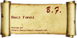 Becz Fanni névjegykártya